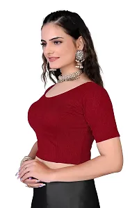 Shespire Readymade Stretchable Cotton Lycra Blouse ALBOW Sleeves (32, Maroon)-thumb2