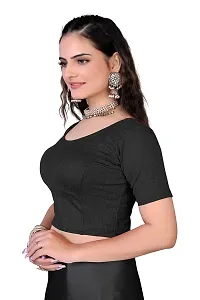 Shespire Readymade Stretchable Cotton Lycra Blouse ALBOW Sleeves (40, Black)-thumb2