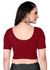 Shespire Readymade Stretchable Cotton Lycra Blouse ALBOW Sleeves (32, Maroon)-thumb3