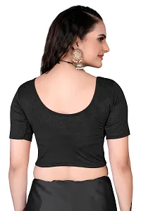 Shespire Readymade Stretchable Cotton Lycra Blouse ALBOW Sleeves (40, Black)-thumb3