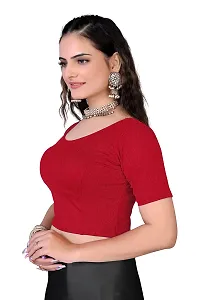 Shespire Readymade Stretchable Cotton Lycra Blouse ALBOW Sleeves (36, RED)-thumb2