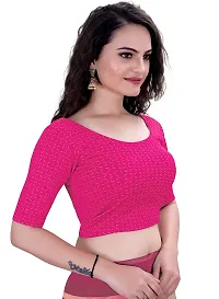 Shespire Round Neck Due Drop Stretchable Elbow Sleeve Readymade Saree Blouse for Womens Stylish (XXL, Rani)-thumb2