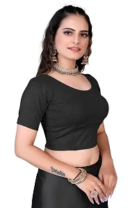 Shespire Readymade Stretchable Cotton Lycra Blouse ALBOW Sleeves (40, Black)-thumb1