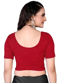 Shespire Readymade Stretchable Cotton Lycra Blouse ALBOW Sleeves (36, RED)-thumb3