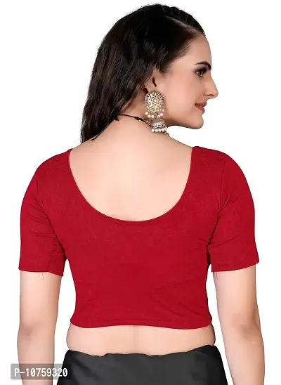 Shespire Readymade Stretchable Cotton Lycra Blouse ALBOW Sleeves (36, RED)-thumb4