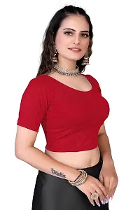 Shespire Readymade Stretchable Cotton Lycra Blouse ALBOW Sleeves (36, RED)-thumb1