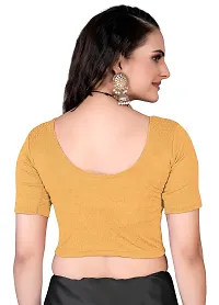 Shespire Readymade Stretchable Cotton Lycra Blouse ALBOW Sleeves (40, CHIKU)-thumb3