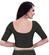 Shespire Round Neck Due Drop Stretchable Elbow Sleeve Readymade Saree Blouse for Womens Stylish (L, Black)-thumb1