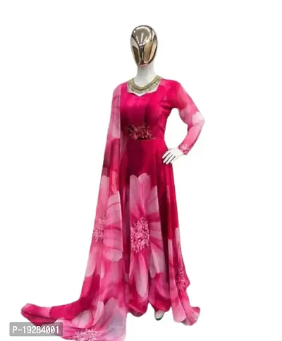 Stylish Women georgette Gown with Dupatta Set-thumb0