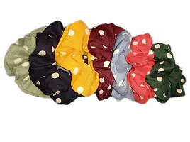 DEEGLO ?Latest Printed Chiffon Scrunchies Hair Bands for Women (Pack of 6) (Polka dots)-thumb1