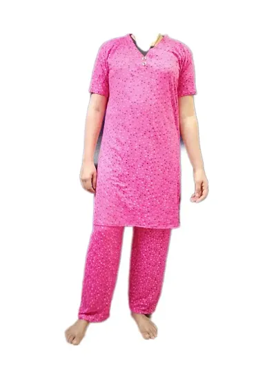 Vinnie Long Top Pajama Set For Women/Night Suit Set