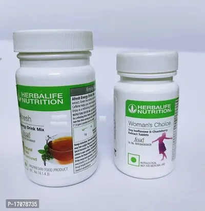 HERBALIFE ENERGY DRINK AFRESH TULSI (50g) WITH WOMEN CHOICE (30) Combo  (AFRESH 50g- WOMEN CHOICE 50g)