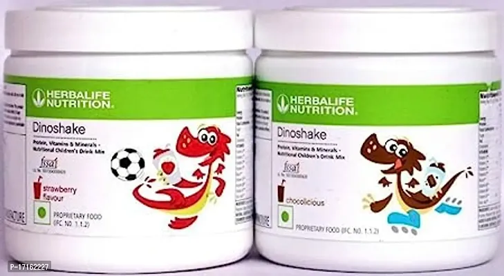 HERBALIFE Dinoshake Nutritional Children's Drink Plant-Based Protein- Strawberry+Chocolate Combo (200gm, 200gm)-thumb0