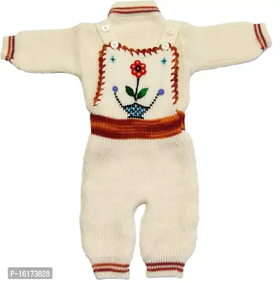 Magic Knit-Smart Hand Made Warm White Woolen Jump Body Suit for Baby Boy with High Neck Sweater (0-3 Months)
