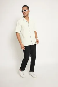 Reliable White Polyester Blend Solid Short Sleeves Casual Shirts For Men-thumb1