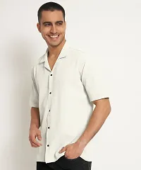 Reliable White Polyester Blend Solid Short Sleeves Casual Shirts For Men-thumb3