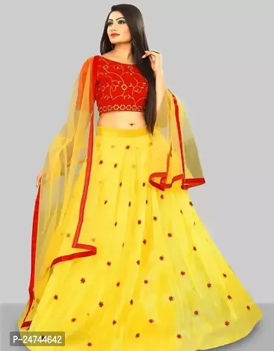 Stylish Multicoloured Net  Lehenga Choli Set For Women