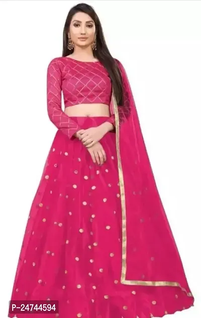 Stylish Pink Net  Lehenga Choli Set For Women-thumb0