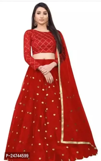 Stylish Red Net  Lehenga Choli Set For Women-thumb0