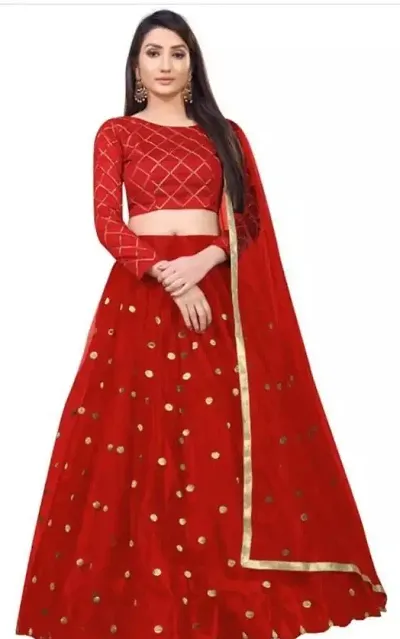 Stylish Taffeta Silk Embroidered Lehenga Choli Set For Women