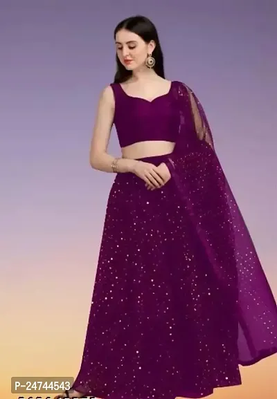 Stylish Purple Net  Lehenga Choli Set For Women-thumb0