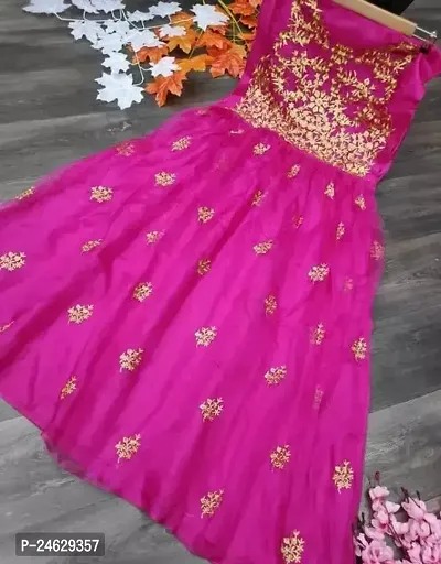 Stylish Women Net Festive and Party wear Semi Stitched Ethnic Gown-thumb0