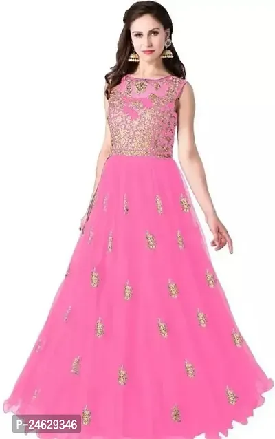 Stylish Women Net Festive and Party wear Semi Stitched Ethnic Gown