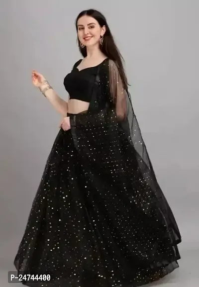 Stylish Black Net  Lehenga Choli Set For Women-thumb0