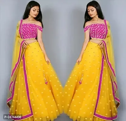 Stylish Multicoloured Net  Lehenga Choli Set For Women-thumb0