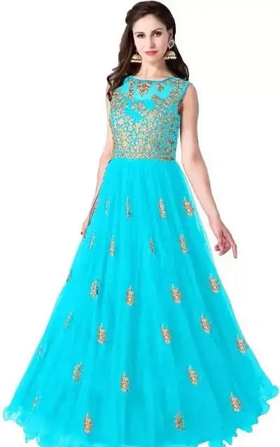 Stylish Women Net Festive and Party wear Semi Stitched Ethnic Gown