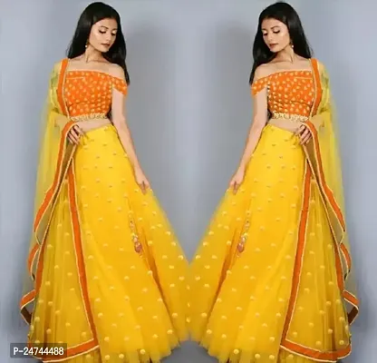 Stylish Multicoloured Net  Lehenga Choli Set For Women-thumb0