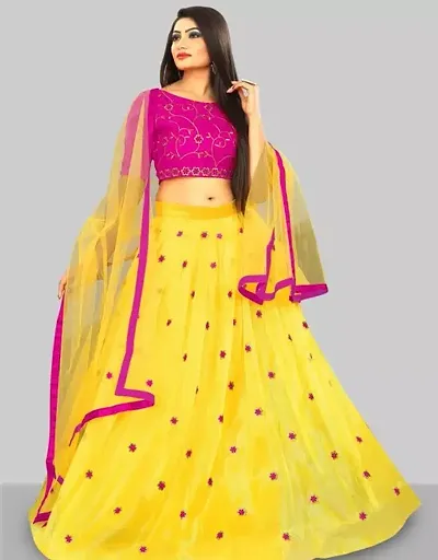 PREDZTHING Solid Semi Stitched Lehenga Choli