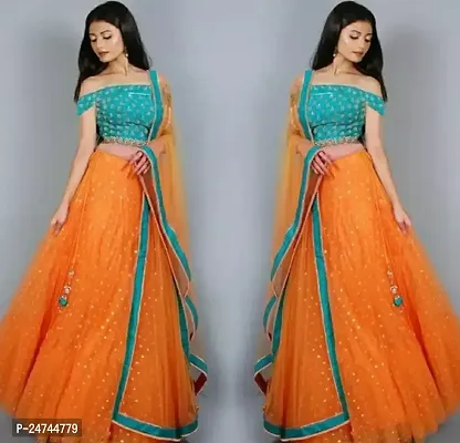 Stylish Multicoloured Net  Lehenga Choli Set For Women-thumb0