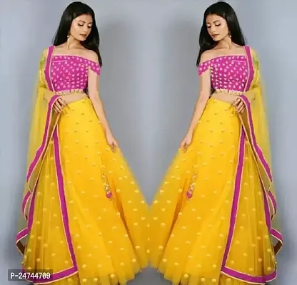 Stylish Multicoloured Net  Lehenga Choli Set For Women-thumb0