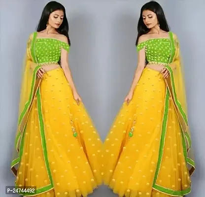 Stylish Multicoloured Net  Lehenga Choli Set For Women