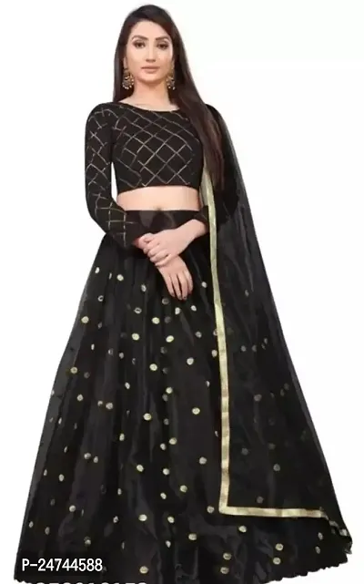 Stylish Black Net  Lehenga Choli Set For Women-thumb0