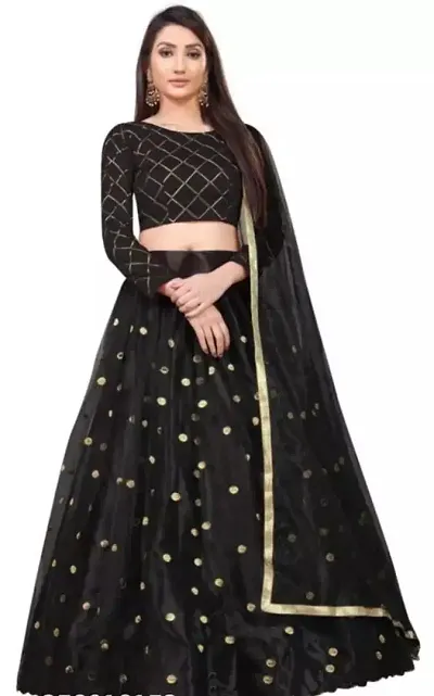 Embroidered Semi Stitched Lehenga Choli And Dupatta Set (Diya)