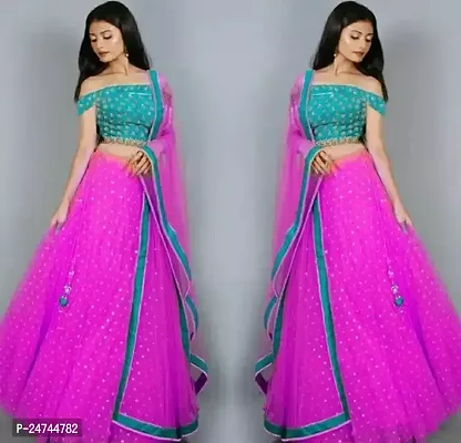 Stylish Multicoloured Net  Lehenga Choli Set For Women