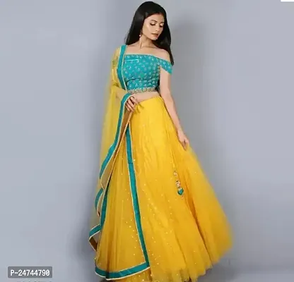 Stylish Multicoloured Net  Lehenga Choli Set For Women