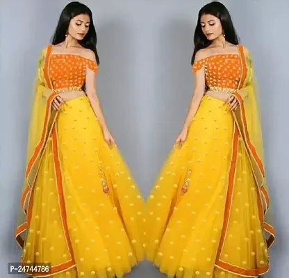 Stylish Multicoloured Net  Lehenga Choli Set For Women-thumb0