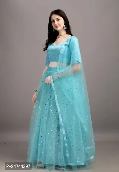 Stylish Turquoise Net  Lehenga Choli Set For Women-thumb0