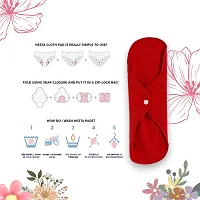 Red Reusable Cloth Period Pads Washable Napkin For Heavy Flow Leakproof Overnight Protects,Large Sanitary Pads Set With Wings For Women,Washable Cloth Panty Liners Period Padspack Of 2-thumb2