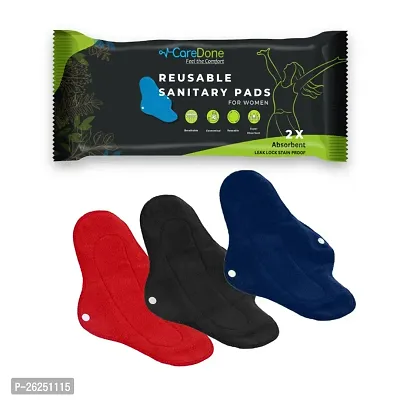 CareDone Reusable Washable Sanitary Cloth Pads Napkins Eco-Friendly Cloths Pads. (pack of 3)-thumb0