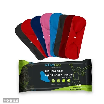 CareDone Reusable Washable Sanitary Cloth Pads Napkins Eco-Friendly Cloths Pads. (pack of 8)