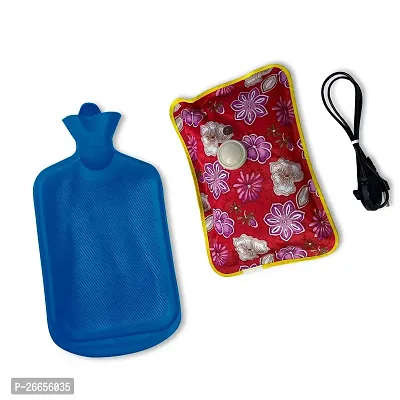 CareDone Electric Hota water Bag  Rubber Hot Water Bottle| Heating Pad| Pain Relief Heating Pad(Pack of 2, Multicolor)-thumb0