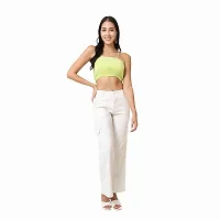Trendy Solid Spaghetti Straps Western Stylish Ribbed Cami Crop Top for Women-thumb1