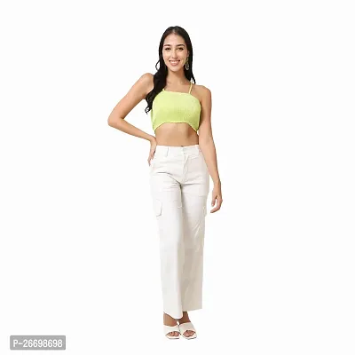 Trendy Solid Spaghetti Straps Western Stylish Ribbed Cami Crop Top for Women-thumb2