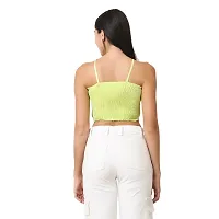 Trendy Solid Spaghetti Straps Western Stylish Ribbed Cami Crop Top for Women-thumb2