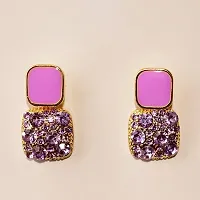 Stylish Korean Style Purple Square Crystal Earrings For Women and Girls-thumb4