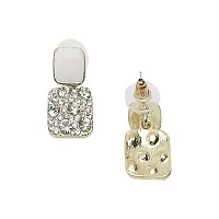 Stylish Korean Style White Square Crystal Earrings For Women and Girls-thumb4